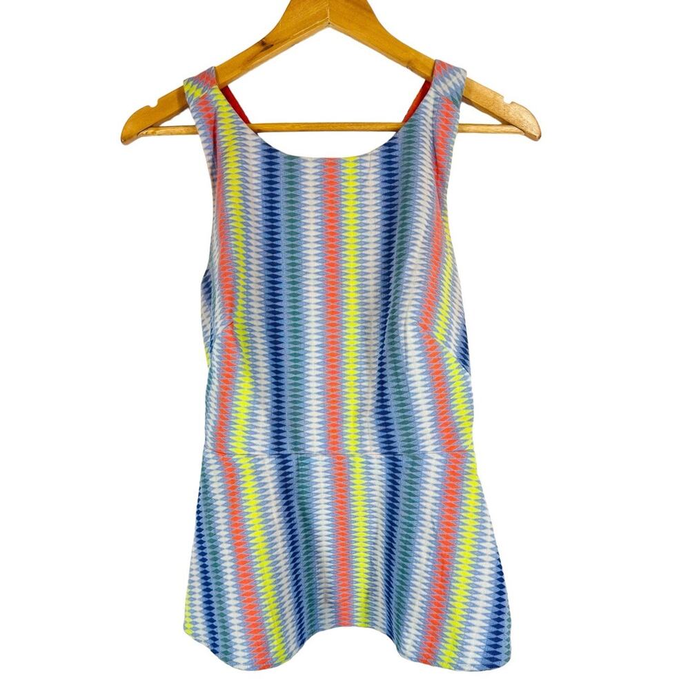 Eva Franco Anthropologie Colorful Diamond Cross Cross Strap Blouse Top 70s SZ 4
